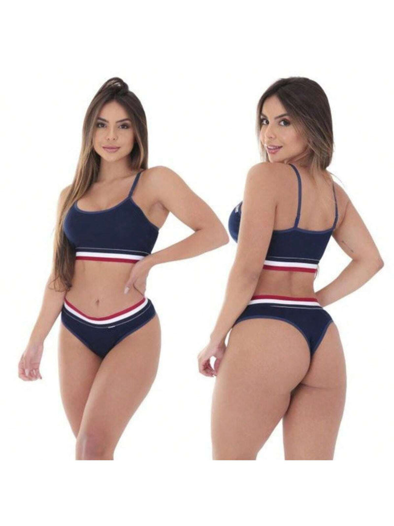 Kit 5 Conjunto Lingerie Top e Calcinha Microfibra