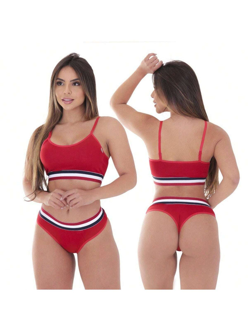 Kit 5 Conjunto Lingerie Top e Calcinha Microfibra