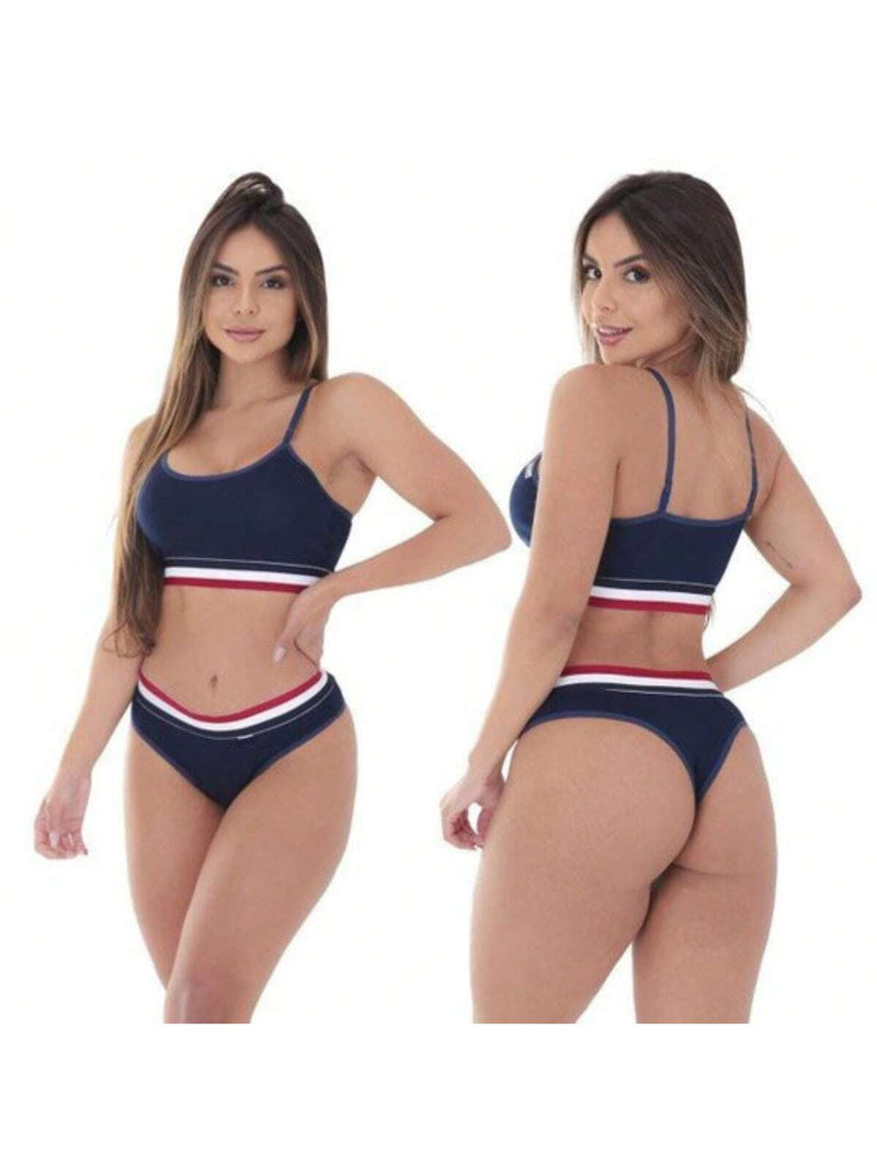 Kit 5 Conjunto Lingerie Top e Calcinha Microfibra