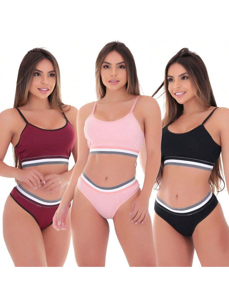 Kit 5 Conjunto Lingerie Top e Calcinha Microfibra