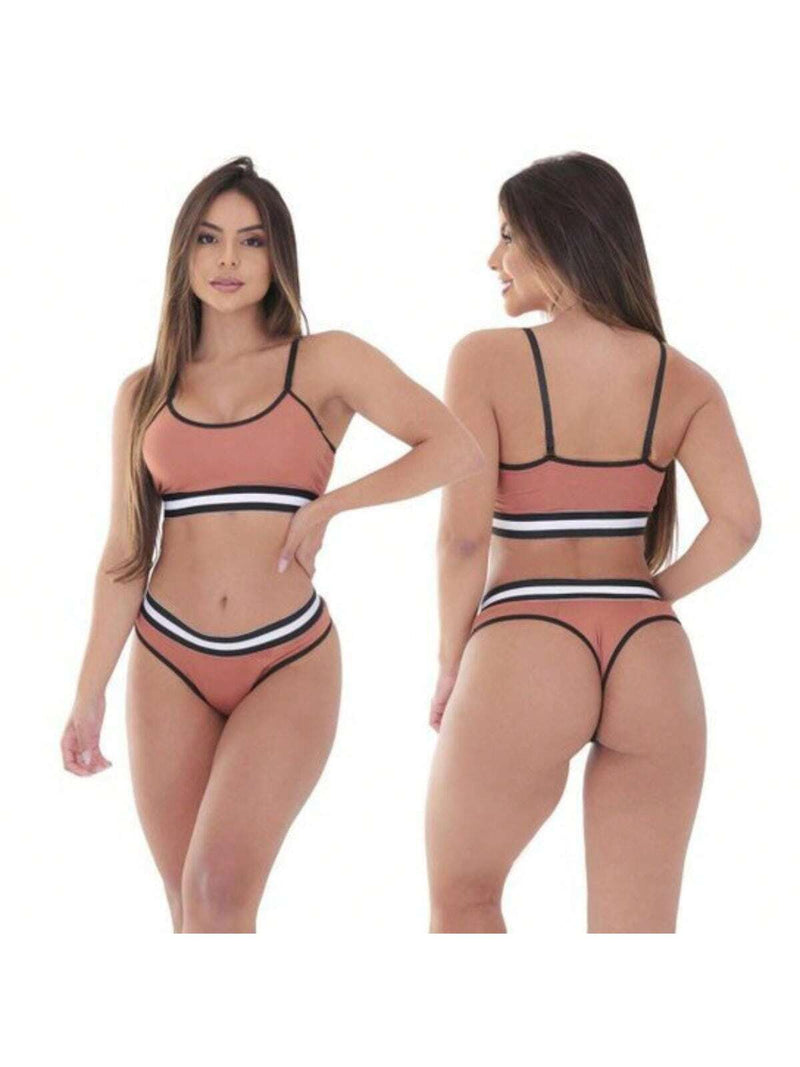 Kit 5 Conjunto Lingerie Top e Calcinha Microfibra