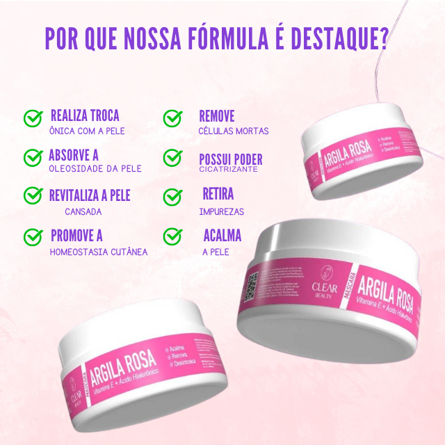 Máscara Facial 3 em 1 + Ácido Hialurônico - 90g