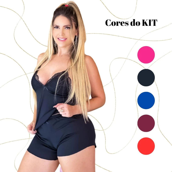 Kit 05 Pijamas BabyDolls em Malha Fria