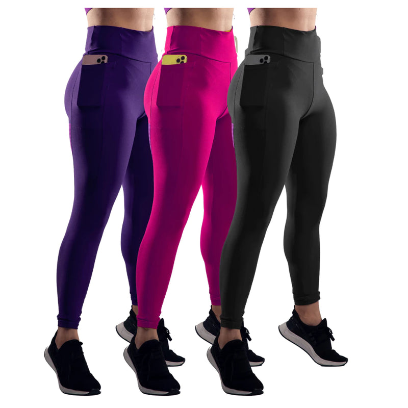 Kit 3 Calça Legging com Bolso Lateral