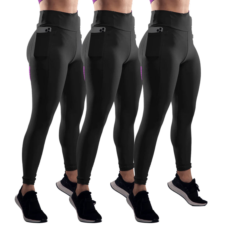 Kit 3 Calça Legging com Bolso Lateral