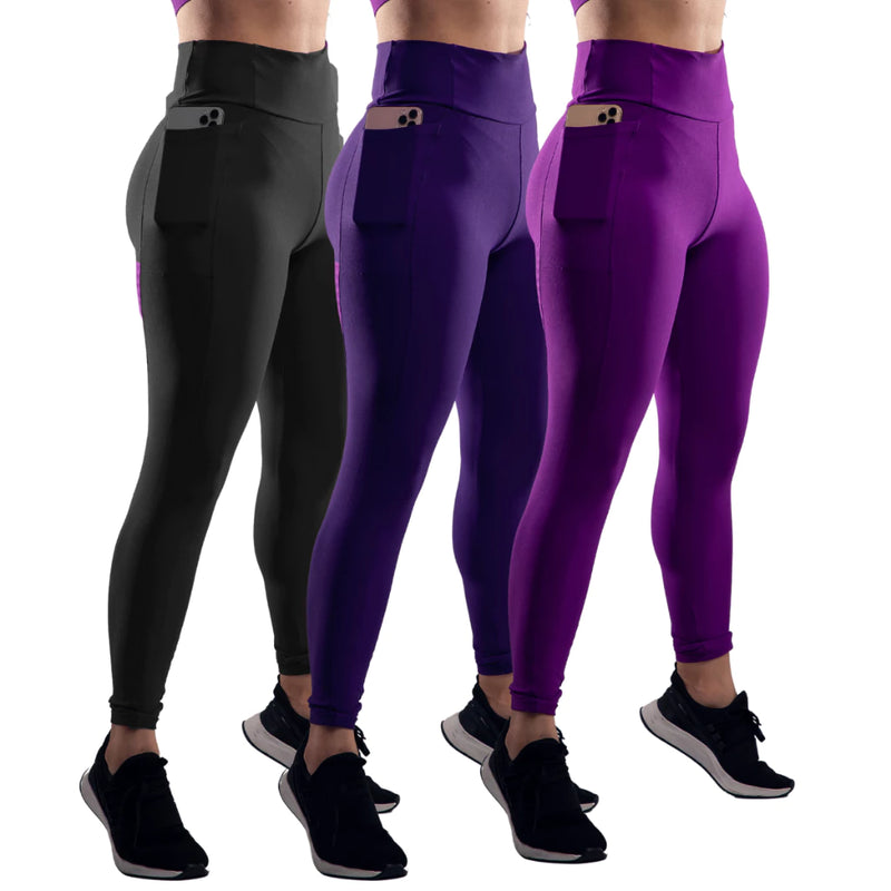 Kit 3 Calça Legging com Bolso Lateral