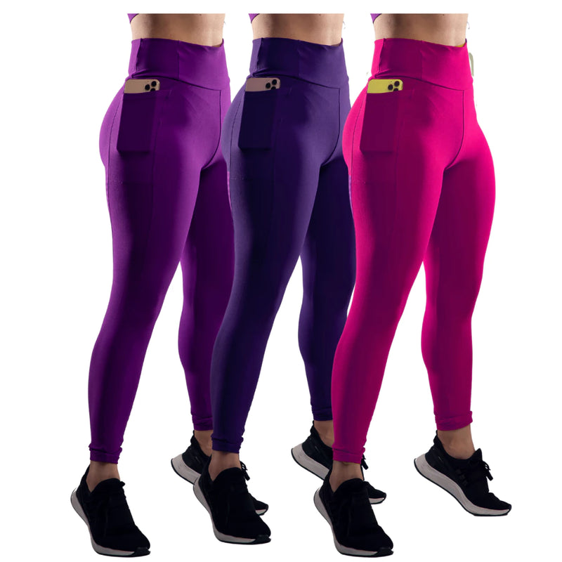 Kit 3 Calça Legging com Bolso Lateral