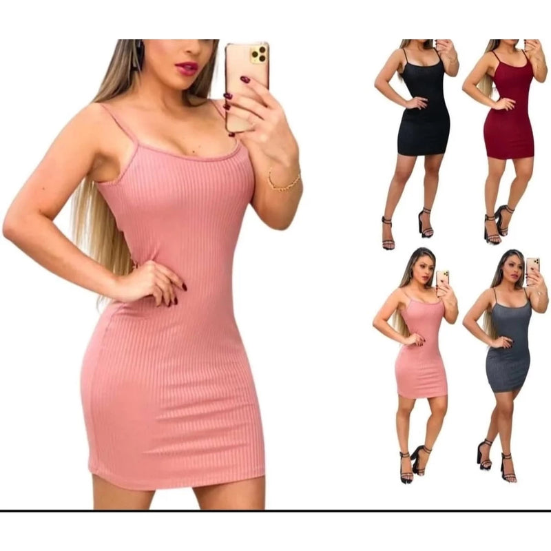 10 Vestido Canelado De Alcinha Curto