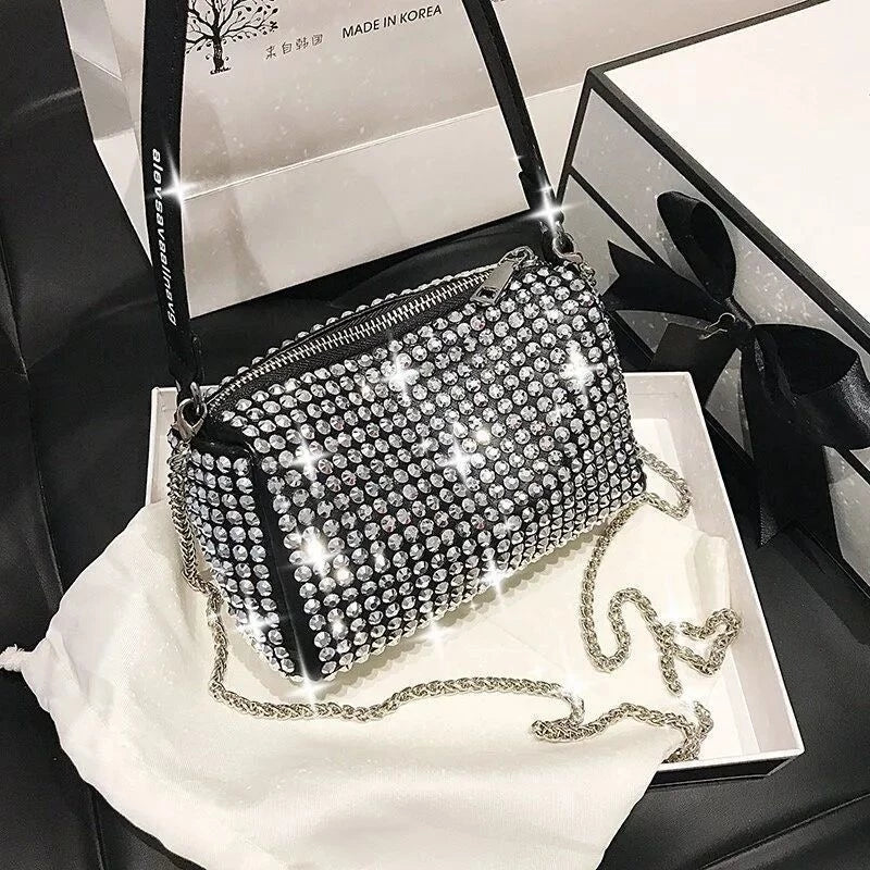 Bolsa Pequena de Diamantes Incrustados